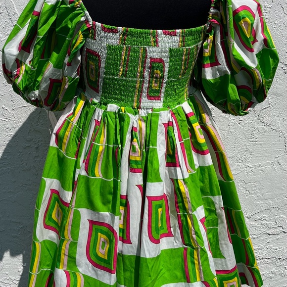 S/W/F mini dress w/puff sleeves NWT "chartreuse" Women's L  Sexy SWF - Picture 9 of 10